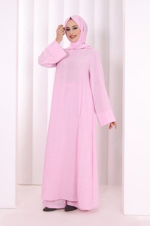Yırtmaçlı Tunik Üçlü Takım 8035 Pembe