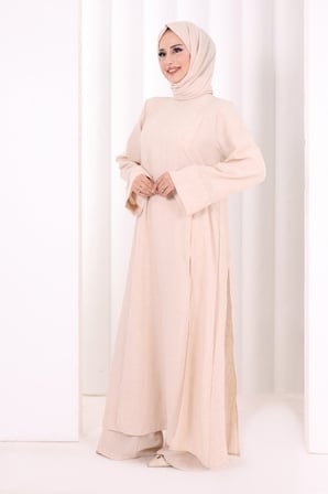 Yırtmaçlı Tunik Üçlü Takım 8035 Taş