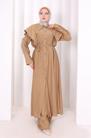 Geniş Yakalı İkili Takım 8036 Taba