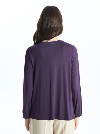 LCW Grace MOR Bağlamalı Yaka Nakışlı Kadın Bluz