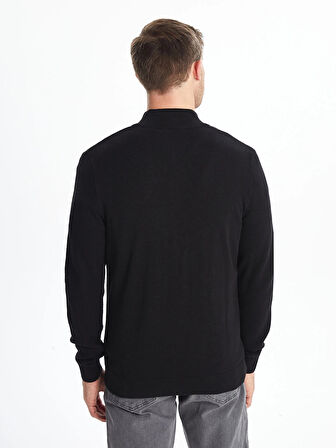 LCWAIKIKI Classic Siyah Standart Kalıp Dik Yaka Erkek Triko Hırka