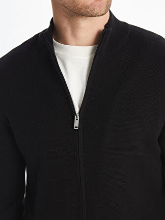 LCWAIKIKI Classic Siyah Standart Kalıp Dik Yaka Erkek Triko Hırka