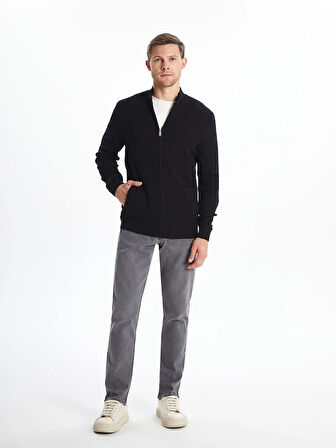 LCWAIKIKI Classic Siyah Standart Kalıp Dik Yaka Erkek Triko Hırka