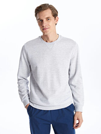 LCWAIKIKI Classic Bej Bisiklet Yaka Uzun Kollu Erkek Sweatshirt