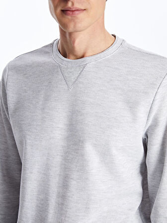 LCWAIKIKI Classic Bej Bisiklet Yaka Uzun Kollu Erkek Sweatshirt