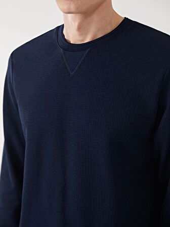 LCWAIKIKI Classic Lacivert Bisiklet Yaka Uzun Kollu Erkek Sweatshirt