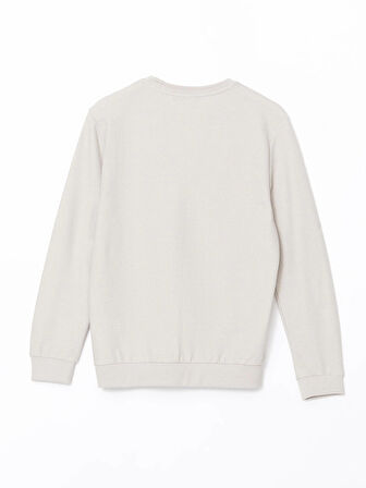 LCWAIKIKI Classic Bej Bisiklet Yaka Uzun Kollu Erkek Sweatshirt