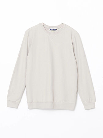 LCWAIKIKI Classic Bej Bisiklet Yaka Uzun Kollu Erkek Sweatshirt