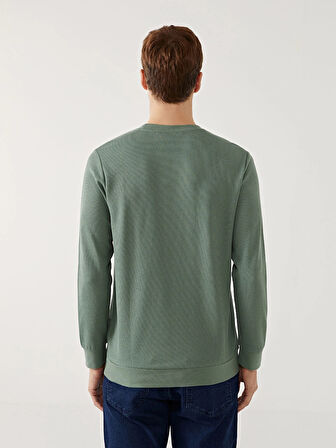 LCWAIKIKI Classic Yeşil Bisiklet Yaka Uzun Kollu Erkek Sweatshirt