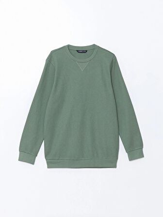 LCWAIKIKI Classic Yeşil Bisiklet Yaka Uzun Kollu Erkek Sweatshirt