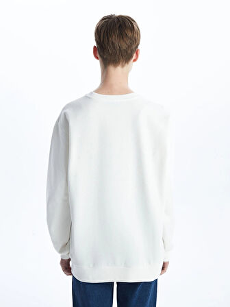 XSIDE ACTIVE Beyaz Bisiklet Yaka Baskılı Kadın Sweatshirt