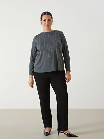 LCW Grace YEŞİL Bisiklet Yaka Desenli Kadın Bluz