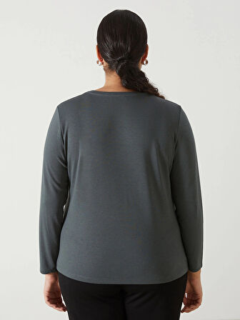 LCW Grace YEŞİL Bisiklet Yaka Desenli Kadın Bluz