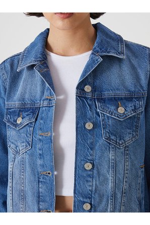 Gomlek Yaka Kadin Jean Ceket