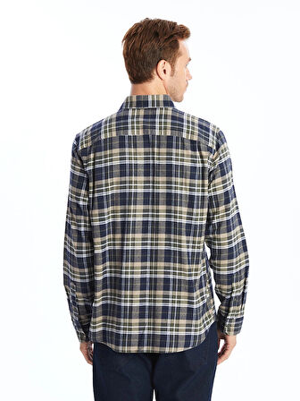 LCWAIKIKI Classic Yeşil Regular Fit Uzun Kollu Ekose Gabardin Erkek Gömlek