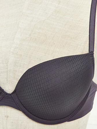 LCW DREAM Antrasit Balenli Dolgusuz Düz Tişört Sütyen