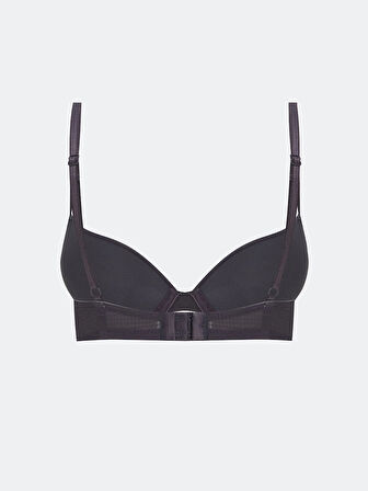 LCW DREAM Antrasit Balenli Dolgulu Düz Tişört Sütyen