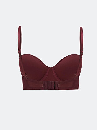 LCW DREAM Mürdüm Balenli Dolgusuz Düz Straplez Sütyen