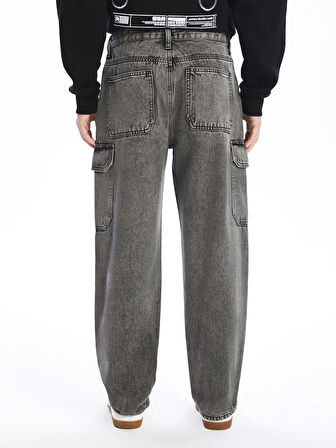 XSIDE ANTRASİT Baggy Fit Erkek Kargo Jean Pantolon