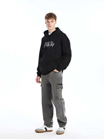 XSIDE ANTRASİT Baggy Fit Erkek Kargo Jean Pantolon