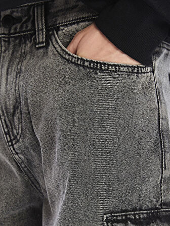 XSIDE ANTRASİT Baggy Fit Erkek Kargo Jean Pantolon