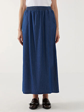 LCW Grace MAVİ Beli Lastikli Kadın Jean Etek