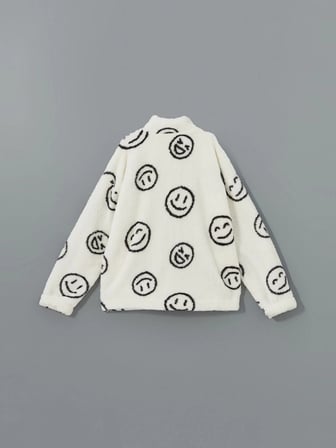 LCW Kids Ekru Dik Yaka Pelüş Kız Çocuk Fermuarlı Sweatshirt