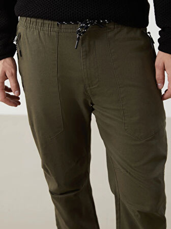XSIDE HAKİ Standart Kalıp Gabardin Erkek Jogger Pantolon