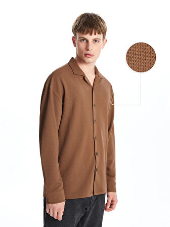 LCW Casual Kahverengi Regular Fit Uzun Kollu Erkek Dokulu Gömlek