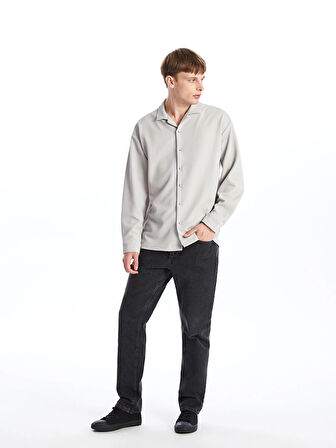 LCW Casual Gri Regular Fit Uzun Kollu Erkek Dokulu Gömlek