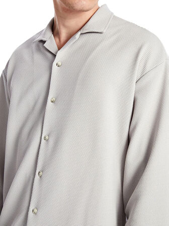 LCW Casual Gri Regular Fit Uzun Kollu Erkek Dokulu Gömlek