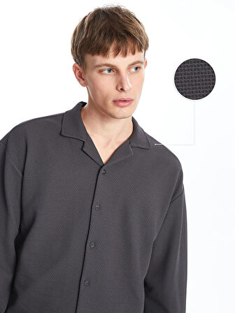 LCW Casual Antrasit Regular Fit Uzun Kollu Erkek Dokulu Gömlek