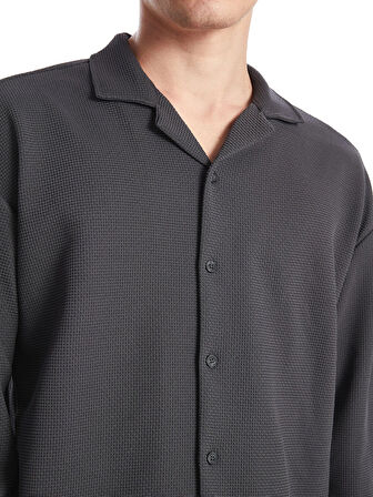 LCW Casual Antrasit Regular Fit Uzun Kollu Erkek Dokulu Gömlek