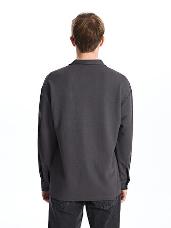 LCW Casual Antrasit Regular Fit Uzun Kollu Erkek Dokulu Gömlek