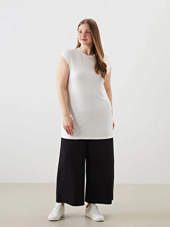 LCW Modest Beyaz Bisiklet Yaka Kadın Tunik