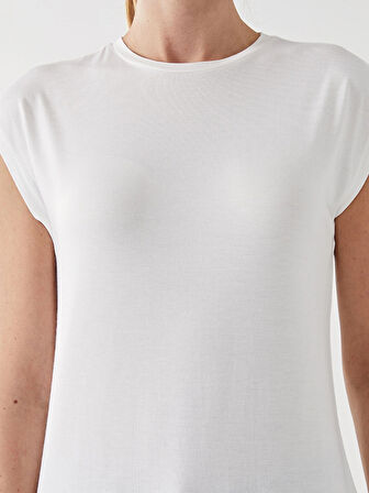 LCW Modest Beyaz Bisiklet Yaka Kadın Tunik