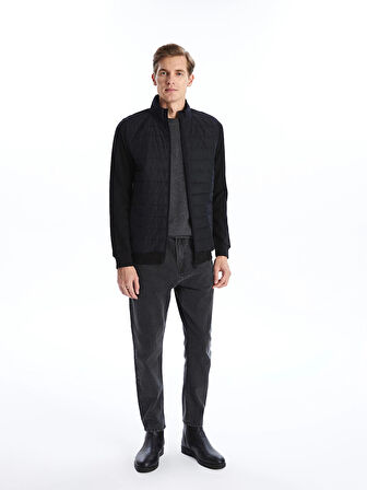 LCWAIKIKI Basic SİYAH Standart Kalıp Dik Yaka Erkek Mont