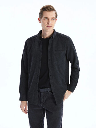 LCWAIKIKI Classic Siyah Regular Fit Uzun Kollu Gabardin Erkek Gömlek