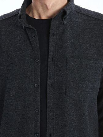 LCWAIKIKI Classic Siyah Regular Fit Uzun Kollu Gabardin Erkek Gömlek