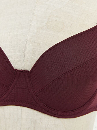 LCW DREAM Mürdüm Balenli Dolgusuz Düz Tişört Sütyen