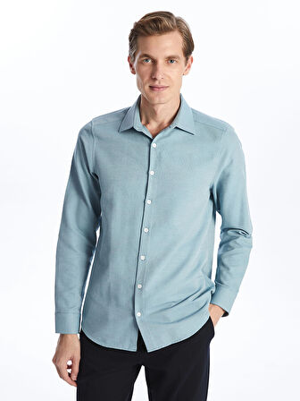 LCWAIKIKI Formal Yeşil Slim Fit Uzun Kollu Oxford Erkek Gömlek