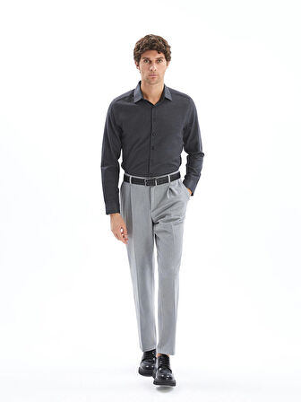 LCWAIKIKI Formal GRİ Slim Fit Uzun Kollu Armürlü Erkek Gömlek