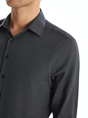 LCWAIKIKI Formal GRİ Slim Fit Uzun Kollu Armürlü Erkek Gömlek