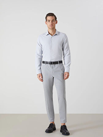 LCWAIKIKI Formal GRİ Slim Fit Uzun Kollu Armürlü Erkek Gömlek