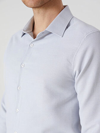 LCWAIKIKI Formal GRİ Slim Fit Uzun Kollu Armürlü Erkek Gömlek