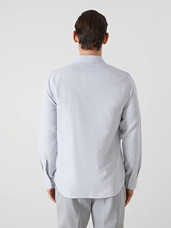 LCWAIKIKI Formal GRİ Slim Fit Uzun Kollu Armürlü Erkek Gömlek