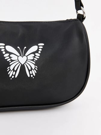 LCW ACCESSORIES SİYAH Kelebek Baskılı Kız Çocuk Baget Çanta