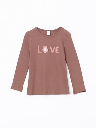 LCW Kids Bordo Bisiklet Yaka Uzun Kollu Kız Çocuk Tişört