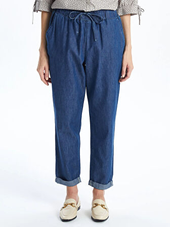 LCW Grace MAVİ Beli Lastikli Carrot Fit Kadın Jean Pantolon