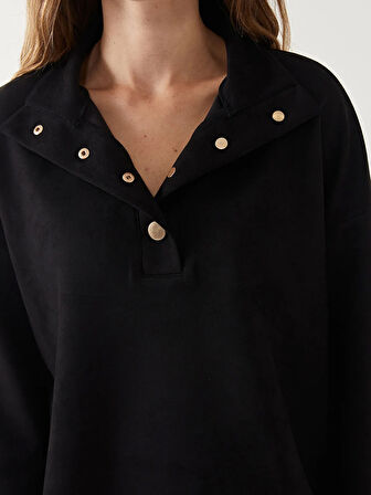 Dik Yaka Düz Oversize Kadın Sweatshirt_W4DN15Z8-CVL_8684680624590_M